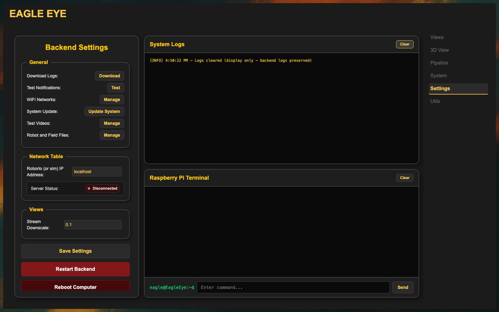 Settings tab